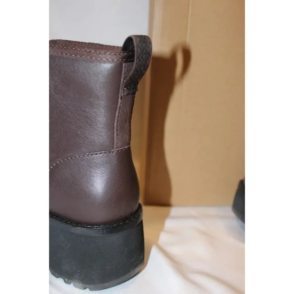 UGG CITYFUNC ZIP BURNT‎ CEDAR LEATHER WATERPROOF ZIP WOMEN'S BOOTS BROWN
